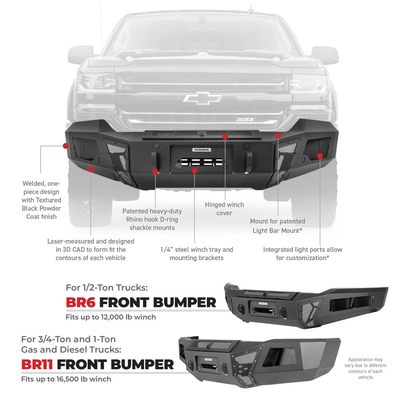 Go Rhino 14-21 Toyota Tundra BR6 Front Bumper Replacement - Tex. Black