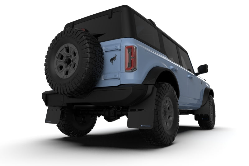Rally Armor 21-22 Ford Bronco (Steel Bmpr - NO Rptr/Sprt - NO RR/RB) Blk Mud Flap w/Met. Blk Logo