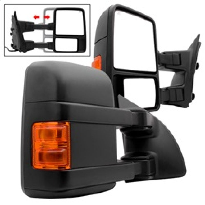 xTune Pair G2 Ford Superduty 99-07 Heated Amber Signal Telescoping Mirrors MIR-FDSD99S-G2-PW-AM-SET