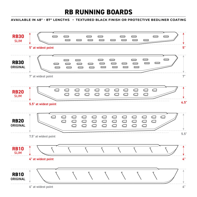 Go Rhino RB20 Running Boards - Bedliner - 87in