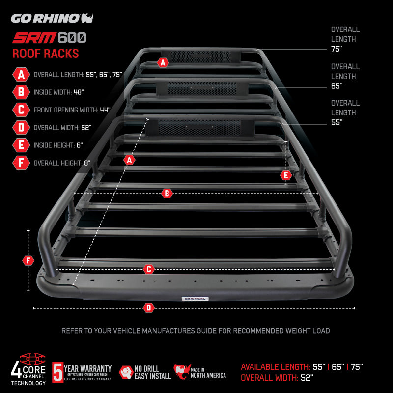 Go Rhino SRM600 Series Tubular Rack - 75in