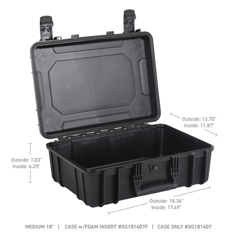 Go Rhino XVenture Gear Hard Case - Medium 18in. / Lockable / IP67 / Automatic Air Valve - Tex. Black