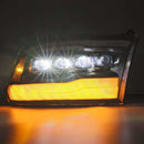 AlphaRex 09-18 Dodge Ram 1500HD NOVA LED Projector Headlights Plank Style Design Alpha Black w/DRL