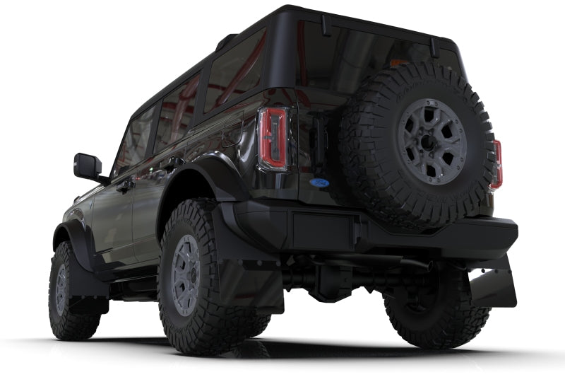Rally Armor 21-22 Ford Bronco (Plstc Bmpr - NO Rptr/Sprt - NO RR/RB) Blk Mud Flap w/Red Logo